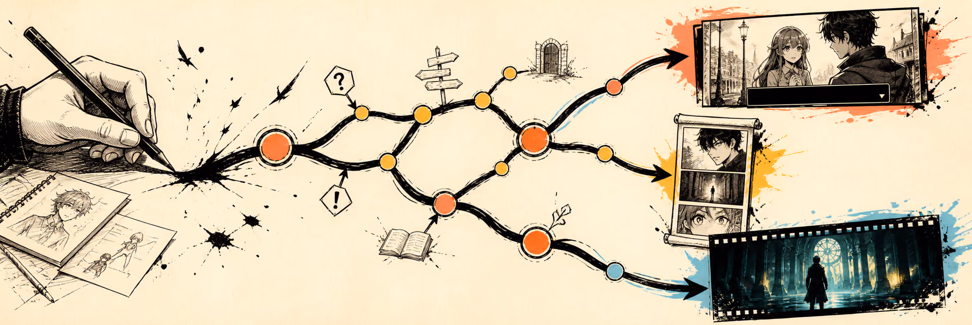 Combine writing, images, audio, video, choices, and mini games in one publishing workflow.